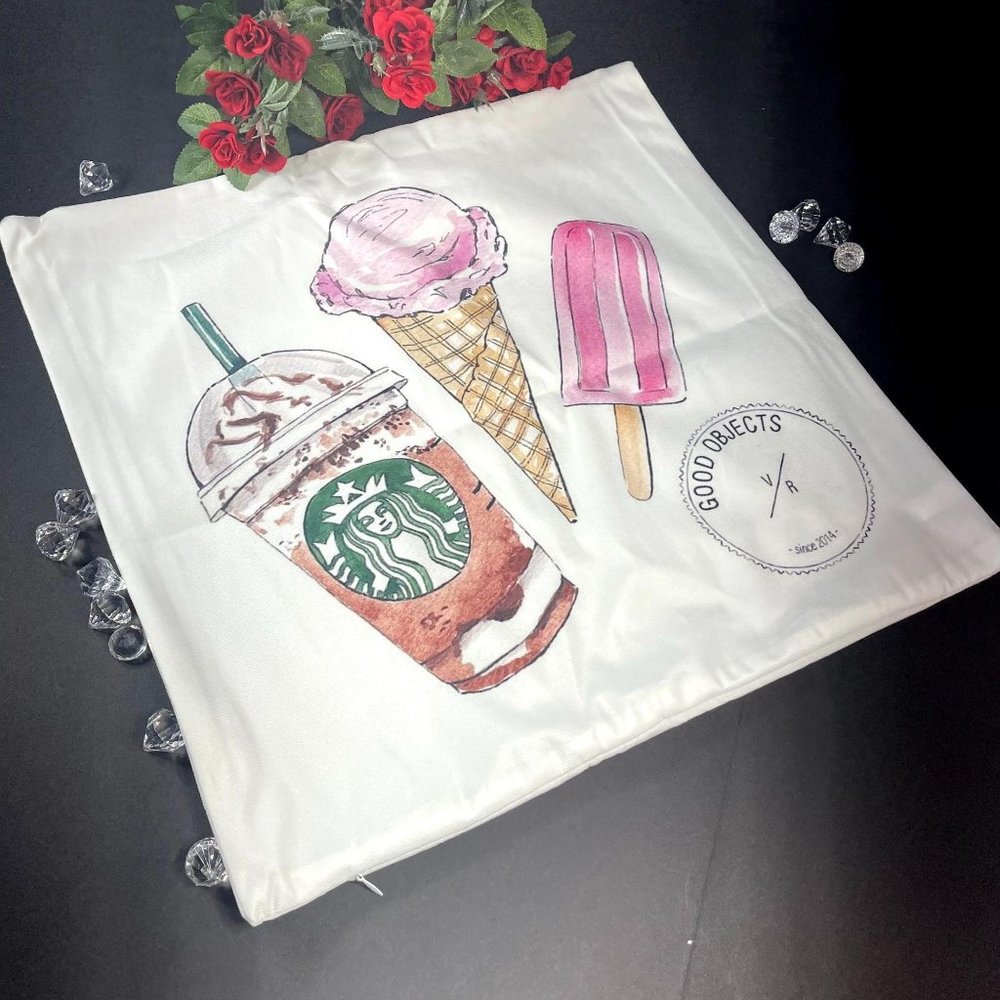 Starbucks Frappuccino and Ice Cream Decorative Pillowcase